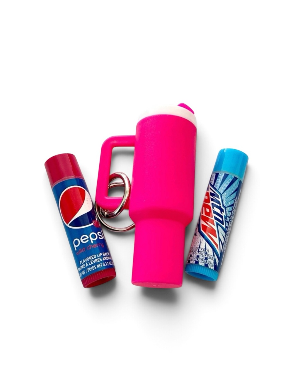 🆕 3D Tumbler Lip Balm Holder with Cherry Pepsi and White Out Mountain Dew Balms - Picture 2 of 7